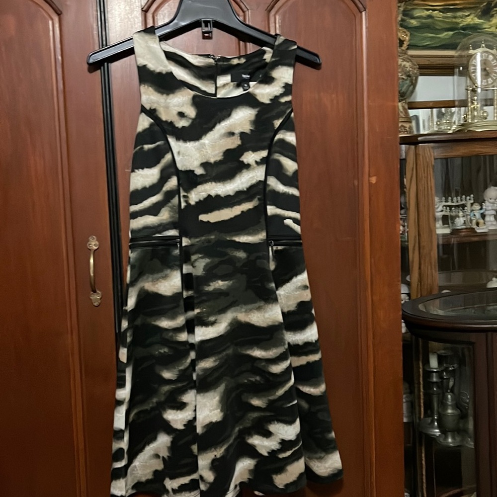 Mossimo Camo Abstract Zebra Print Skater Dress Size Small